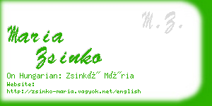 maria zsinko business card